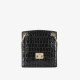 Leather contrasting crocodile pattern organ small square bag - Memoo.com Leather contrasting crocodile pattern organ small square bag - Memoo.com
