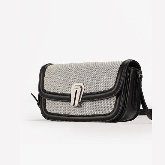 Leather canvas vintage crossbody armpit baguette bag - Memoo.com Leather canvas vintage crossbody armpit baguette bag - Memoo.com