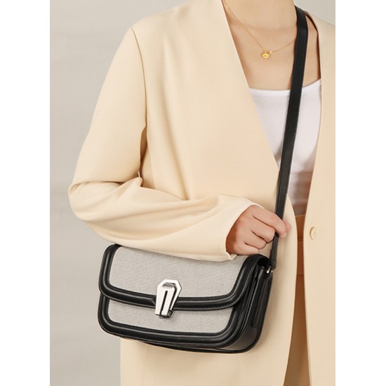 Leather canvas vintage crossbody armpit baguette bag - Memoo.com Leather canvas vintage crossbody armpit baguette bag - Memoo.com