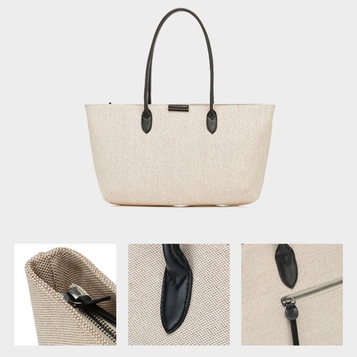 Tote bag on the shoulder, beige canvas bag on the handbag Tote bag on the shoulder, beige canvas bag on the handbag