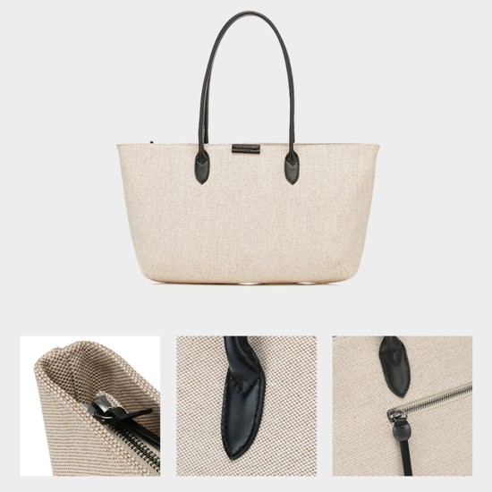 Tote bag on the shoulder, beige canvas bag on the handbag - Memoo.com Tote bag on the shoulder, beige canvas bag on the handbag - Memoo.com