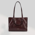 Genuine leather crocodile pattern large capacity single shoulder tote bag commuting bag
