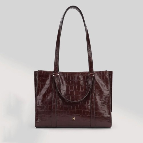 navy leather tote bag