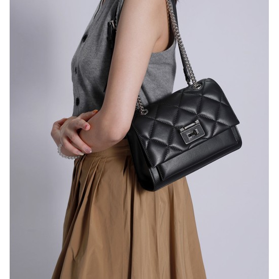 Genuine leather diamond grid small fragrant style shoulder bag chain armpit bag Genuine leather diamond grid small fragrant style shoulder bag chain armpit bag
