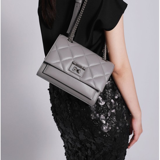 Genuine leather diamond grid small fragrant style shoulder bag chain armpit bag Genuine leather diamond grid small fragrant style shoulder bag chain armpit bag