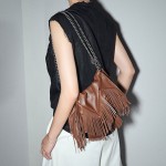 Leather tassel chain shoulder armpit bag