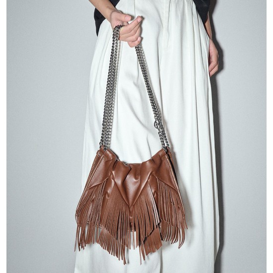 Leather tassel chain shoulder armpit bag - Memoo.com Leather tassel chain shoulder armpit bag - Memoo.com