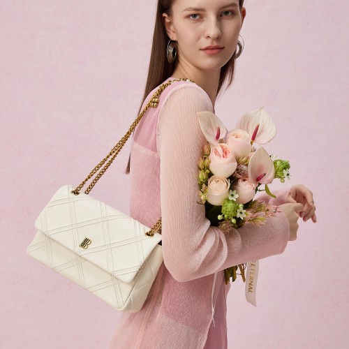 Diamond chain bag leather one-shoulder underarm bag