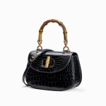 Crocodile leather women's bag, light luxury bamboo handbag