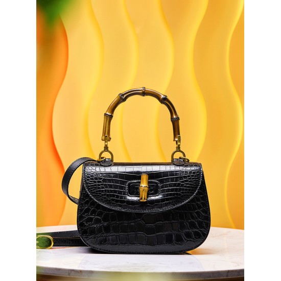 Crocodile leather womens bag, light luxury bamboo handbag - Memoo.com Crocodile leather womens bag, light luxury bamboo handbag - Memoo.com