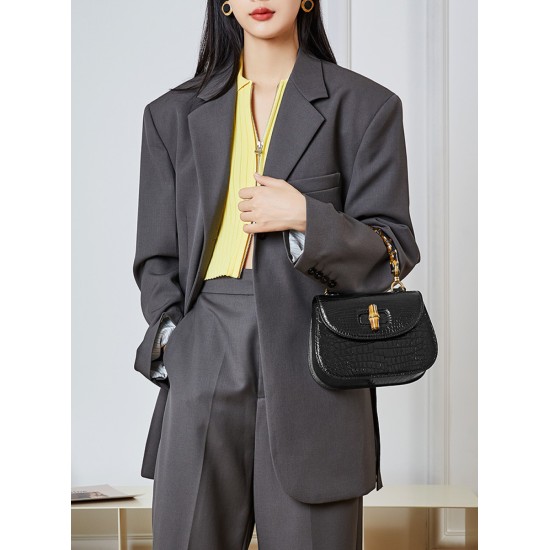 Crocodile leather womens bag, light luxury bamboo handbag - Memoo.com Crocodile leather womens bag, light luxury bamboo handbag - Memoo.com