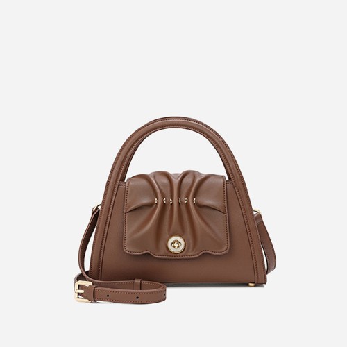 Leather handbag, pleated bag, crossbody bag