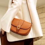 Saddle bag leather diagonal shoulder bag
