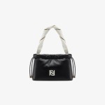 Drawstring top padded sheepskin tote