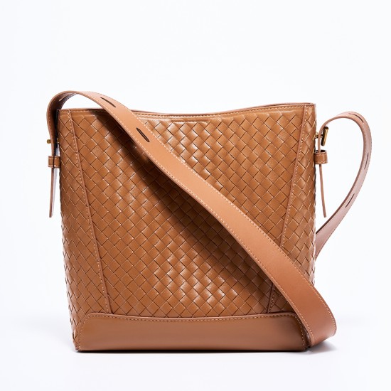Leather womens bag head laminate woven bag bucket bag shoulder crossbody bag - Memoo.com Leather womens bag head laminate woven bag bucket bag shoulder crossbody bag - Memoo.com