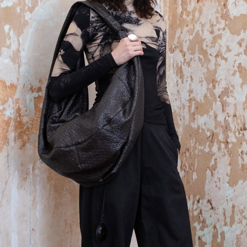 Knitted shiny leather crossbody bag crescent bag Knitted shiny leather crossbody bag crescent bag
