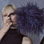 Handbag ostrich hair shiny pearl chain handbag