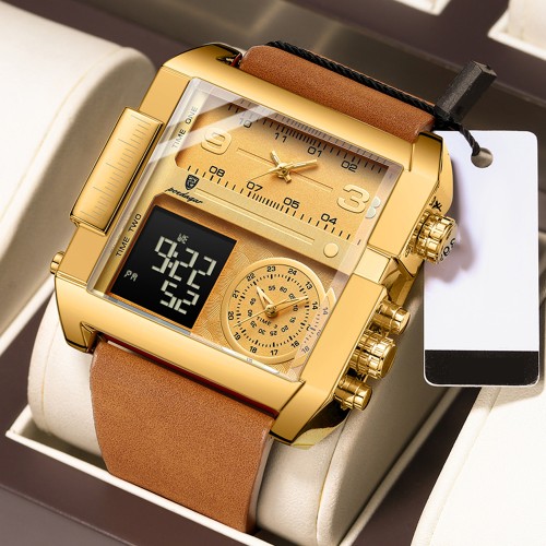 Authentic branded, trendy and waterproof men's watches. These are stylish business watches with dual-display and luminous features, men's quartz wristwatches. Authentic branded, trendy and waterproof men's watches. These are stylish business watches with dual-display and luminous features, men's quartz wristwatches.