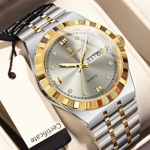 男士双日历商务夜光时尚防水手表石英腕表