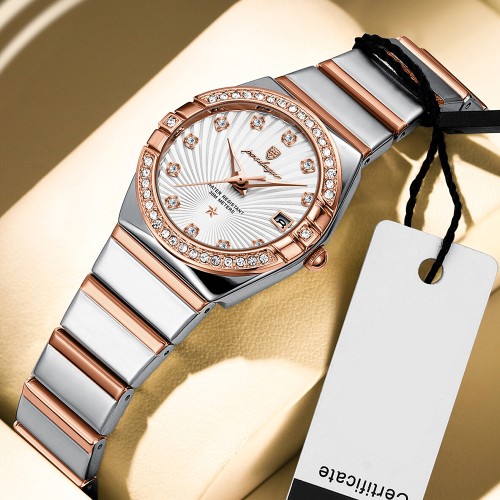 Ladies' watch. It is a fully automatic mechanical watch, suitable for casual wear, waterproof, with a light luxury style, luminous function and calendar. There is also a luminous quartz watch. Ladies' watch. It is a fully automatic mechanical watch, suitable for casual wear, waterproof, with a light luxury style, luminous function and calendar. There is also a luminous quartz watch.