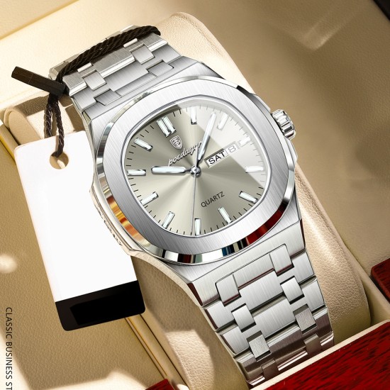 Men's simple-style watch with dual calendars, luminous function, high-grade quality and waterproof performance. It is a men's quartz wristwatch. - Memoo.com Men's simple-style watch with dual calendars, luminous function, high-grade quality and waterproof performance. It is a men's quartz wristwatch. - Memoo.com