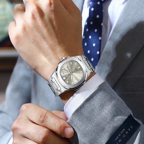 Men's simple-style watch with dual calendars, luminous function, high-grade quality and waterproof performance. It is a men's quartz wristwatch. - Memoo.com Men's simple-style watch with dual calendars, luminous function, high-grade quality and waterproof performance. It is a men's quartz wristwatch. - Memoo.com