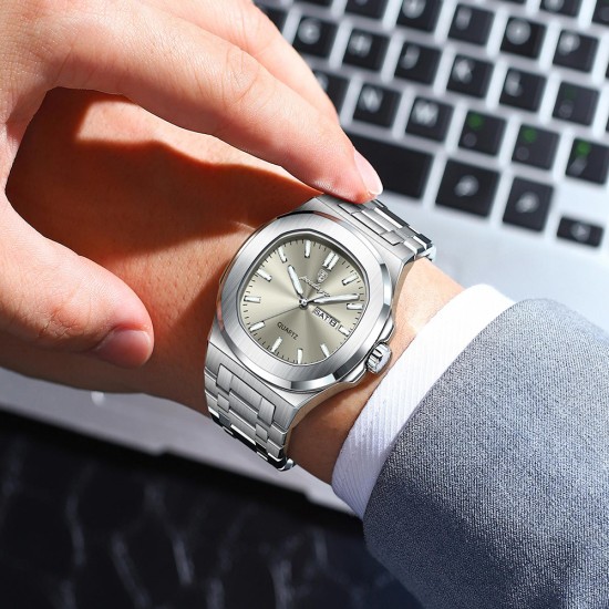 Men's simple-style watch with dual calendars, luminous function, high-grade quality and waterproof performance. It is a men's quartz wristwatch. - Memoo.com Men's simple-style watch with dual calendars, luminous function, high-grade quality and waterproof performance. It is a men's quartz wristwatch. - Memoo.com
