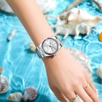 Ladies' Watch, Casual Double Calendar Luminous Waterproof Stylish Watch, Famous Brand Women's Quartz Wristwatch