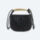 Braided cowhide metal handle single shoulder oblique span small round bag - Memoo.com Braided cowhide metal handle single shoulder oblique span small round bag - Memoo.com