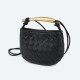 Braided cowhide metal handle single shoulder oblique span small round bag - Memoo.com Braided cowhide metal handle single shoulder oblique span small round bag - Memoo.com