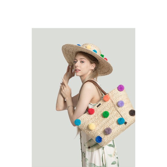 Hand-woven changing bag baby bag solid color straw Hand-woven changing bag baby bag solid color straw