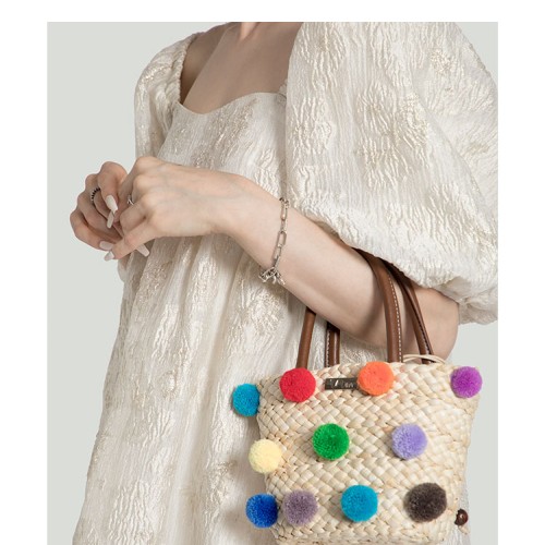 Hand-woven changing bag baby bag solid color straw