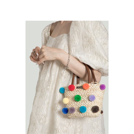 Hand-woven changing bag baby bag solid color straw Hand-woven changing bag baby bag solid color straw