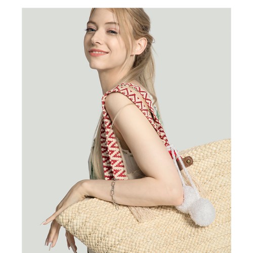 Hand-woven bag, changing bag, solid color straw bag