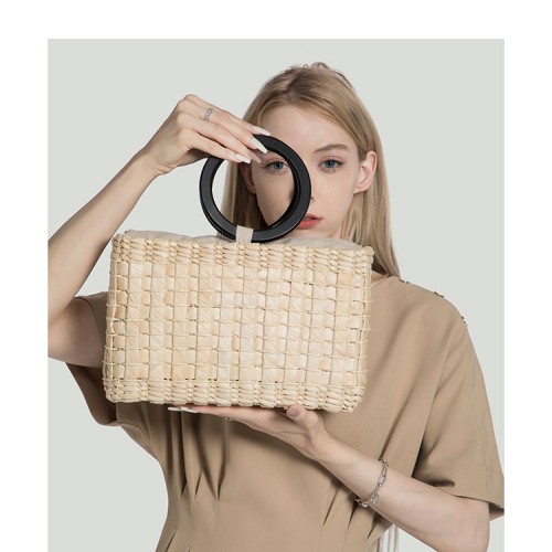Handmade vacation fashion square straw bag handbag summer new
