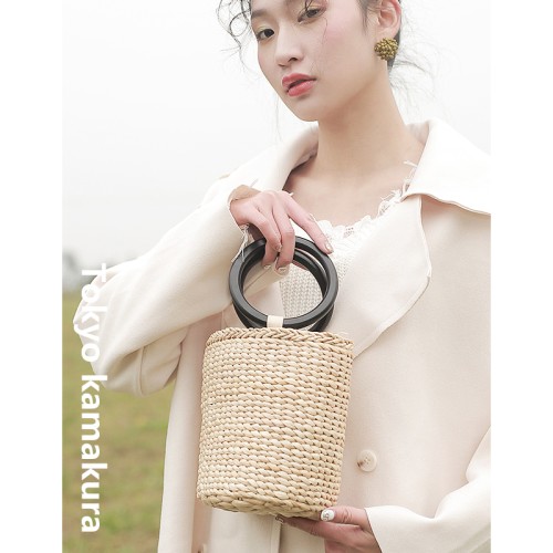Bucket bag resort straw bag hand-held new Bucket bag resort straw bag hand-held new