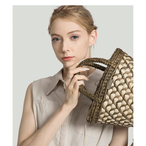 Straw bag fresh casual portable bucket bag