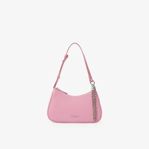 Shoulder pink white crescent silver bag women Shoulder pink white crescent silver bag women