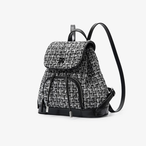 blue leather backpack