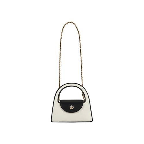 Compact handbag in black and white contrasting fashion Compact handbag in black and white contrasting fashion