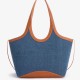 Denim tote bag in contrasting commuter shoulder bag - Memoo.com Denim tote bag in contrasting commuter shoulder bag - Memoo.com
