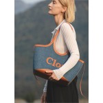 Denim tote bag in contrasting commuter shoulder bag