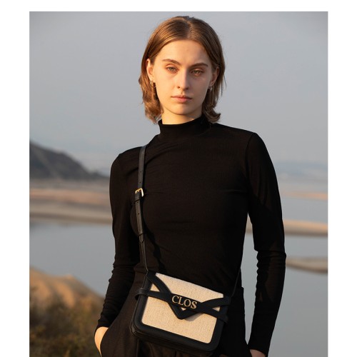 Crossbody bag women's canvas patchwork cowhide women's bag