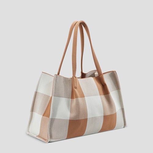 Plaid tote bag, hand-held single shoulder women's bag
