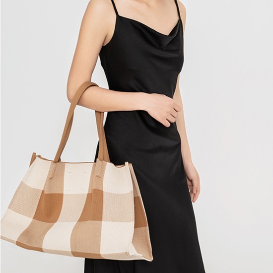 Plaid tote bag, hand-held single shoulder womens bag - Memoo.com Plaid tote bag, hand-held single shoulder womens bag - Memoo.com