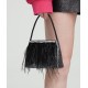Feather handbag, black handbag, small square bag, rhinestone women's bag Feather handbag, black handbag, small square bag, rhinestone women's bag