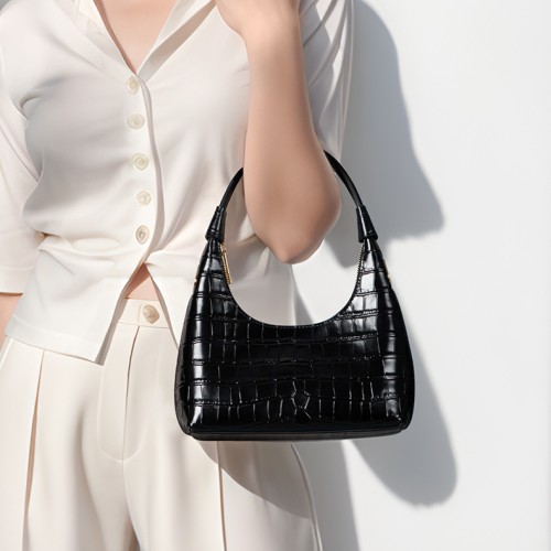 Hand-held versatile crescent bag texture cross-body bag