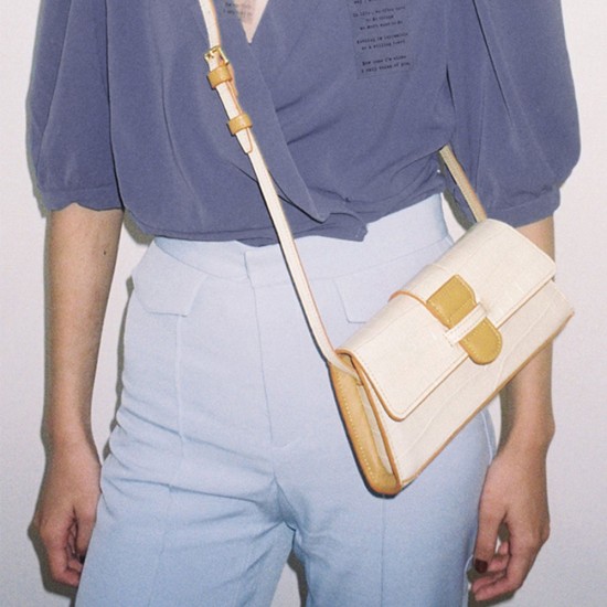 Crocodile embossed grain crossbody bag Crocodile embossed grain crossbody bag