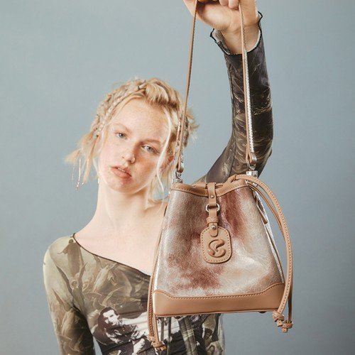 Original retro spicy girl bucket bag, mobile phone bag, women's crossbody stylish small bag