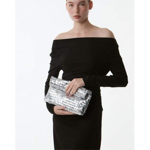 Silver sequin bag niche clutch women Silver sequin bag niche clutch women